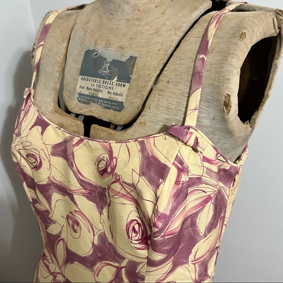VINTAGE Y2K Liz Claiborne Yellow Purple Floral Silk Cotton Blend A-Line Dress - Picture 3 of 11